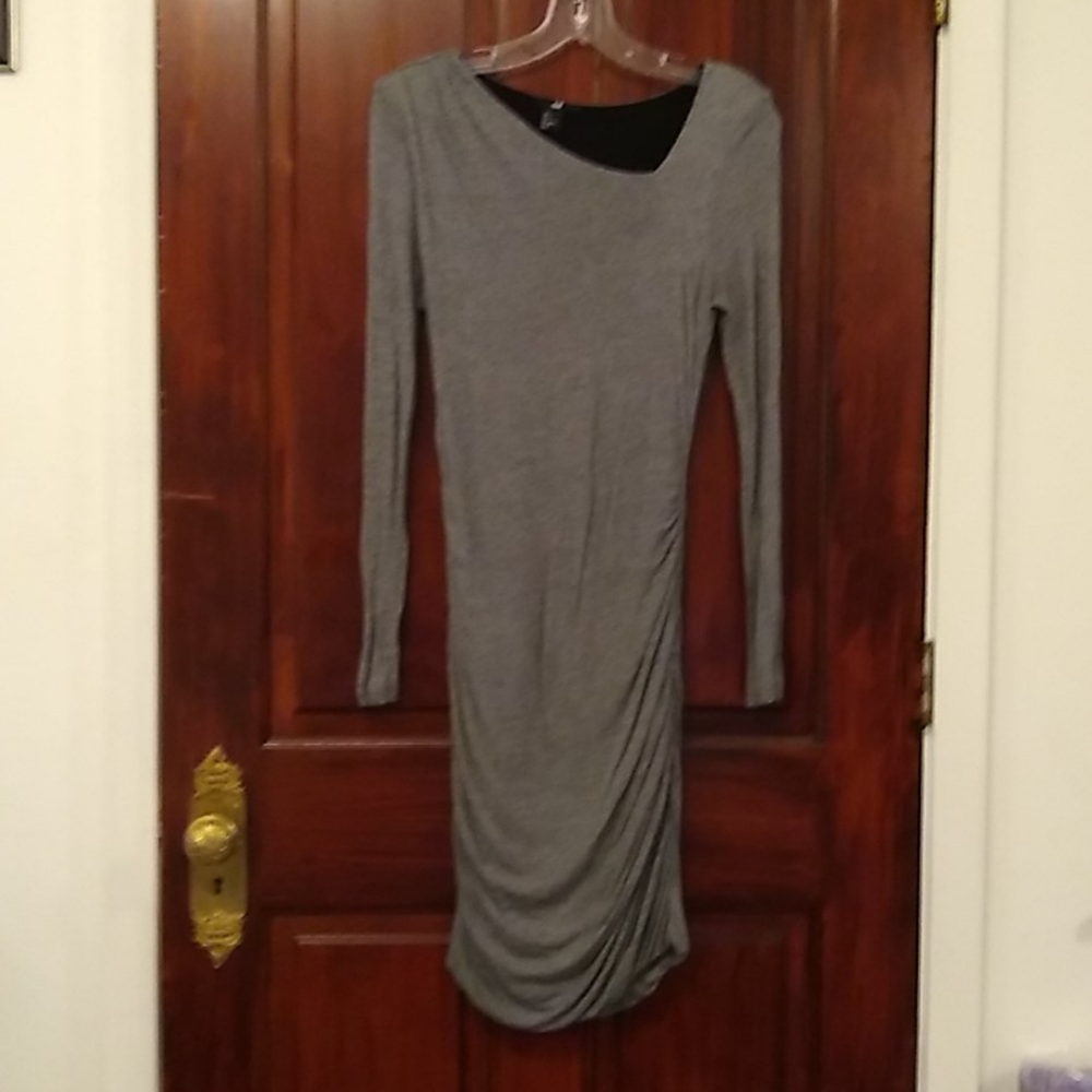 H&M Grey long sleeve bodycon midi dress